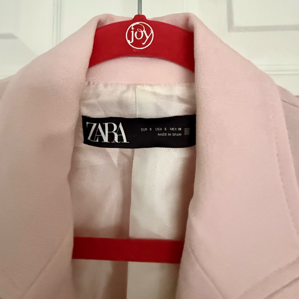 Zara Light Pink Double-Breasted Blazer Small Golden Buttons Tailored Chic - Picture 9 of 17